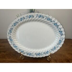 Vintage Johnson Brothers Snowhite Regency Blue Floral‎ Oval Platter